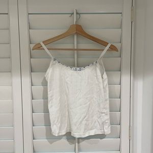 White Tank Top With Blue Flowers